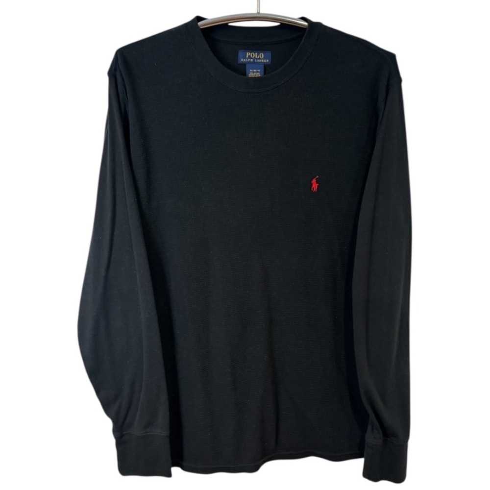 Polo by Ralph Lauren Black Long Sleeve Knit Sweater with Embroidery